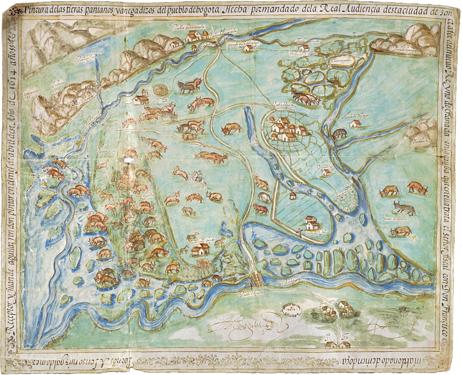 Painting of the lands marshes and swamps of the town of Bogotá